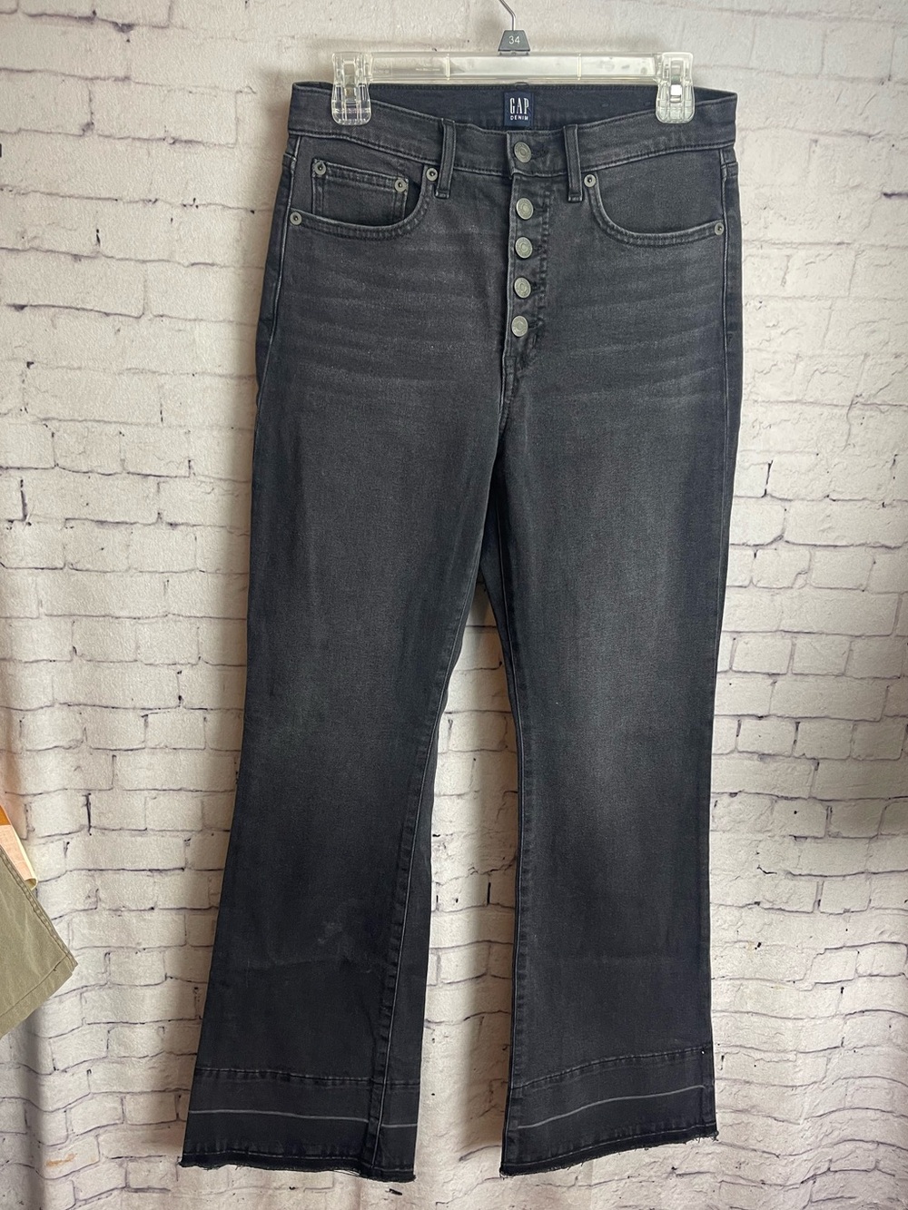 Gap denim distressed black flare jeans size 6 or 28